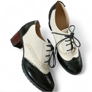 Rockabilly Wingtip Retro Oxford Lace Up Bootie 37